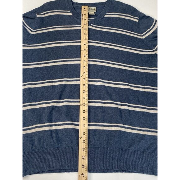 LL Bean V-Neck Striped Sweater Mens SZ XL Reg Cashmere Blend Long Sleeve 288662 - Picture 8 of 12